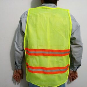 mặt sau áo phản quang lưới xanh 2 sọc thun nối