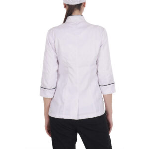 Áo Bếp Nữ Màu Trắng Khuy Cài Lệch Thanh Lịch - MADB0017