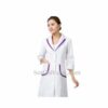 Áo Blouse Bác Sĩ Nữ Tay Ngắn Viền Tím - MABS0015