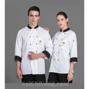 Áo Đầu Bếp Nam Nữ Trắng Đen