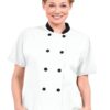 Áo đầu bếp nữ tay ngắn thiết kế cổ tàu truyền thống
