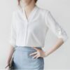 Áo Sơ Mi Công Sở Nữ Cổ Kiểu Chữ V - MSNU0031