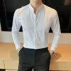 Áo Sơ Mi Nam Công Sở Cao Cấp Cổ Tàu Tay Dài - MSNA0025 5 Áo Sơ Mi Nam Cổ Tàu