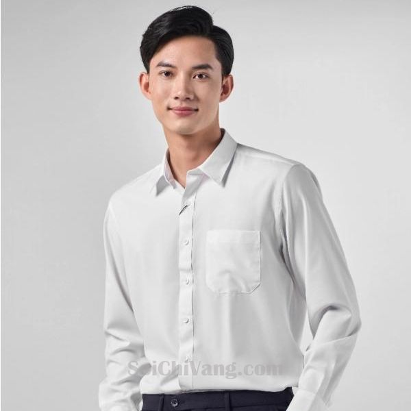 Áo Sơ Mi Nam Công Sở Cao Cấp Cổ Tàu Tay Dài - MSNA0025 1 Áo Sơ Mi Nam Công Sở