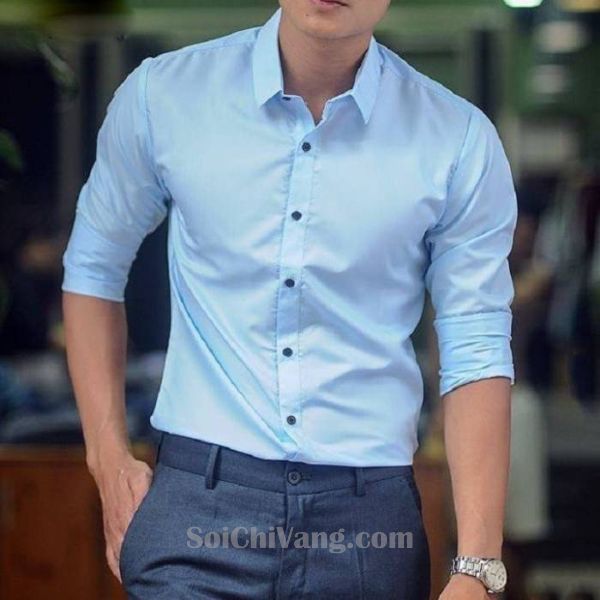 Áo Sơ Mi Nam Công Sở Cao Cấp Cổ Tàu Tay Dài - MSNA0025 2 Áo Sơ Mi Nam Nhân Viên