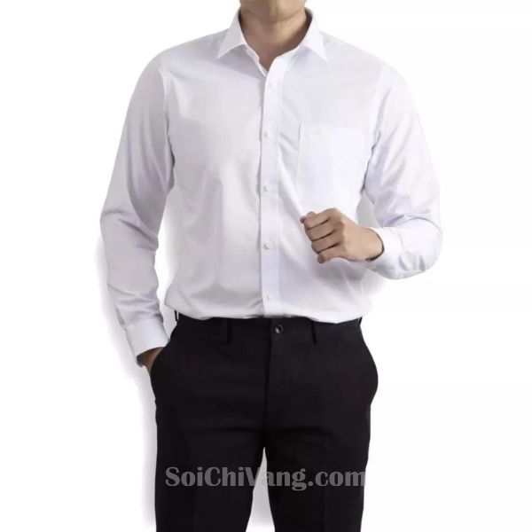 Áo Sơ Mi Nam Công Sở Cao Cấp Cổ Tàu Tay Dài - MSNA0025 4 Áo Sơ Mi Nam Uy Tín