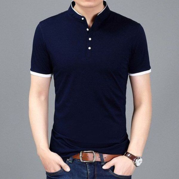 Áo Thun Nam Cổ Trụ Thanh Lịch Đảm Bảo Chất Lượng Uy Tín - MTRU0019 1 Áo Thun Nam Cổ Trụ Đẹp