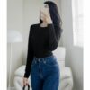 Áo Thun Trơn Cổ Tròn Màu Đen Dài Tay Chất Lượng - MTTR0006 5 Áo Thun Trơn Tay Dài