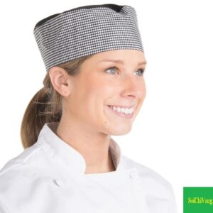 Nón Đồng Phục Đầu Bếp Nam Nữ Phối Viền Sọc Ngang Nhỏ Tạo Điểm Nhấn Cho Nón, Đơn Giản Nhưng Tinh Tế.