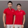 Đồng Phục Áo Phông Công Sở Phối Nút Họa Tiết Tay Ngắn - MTRU0022 5 Đồng Phục Áo Phông Công Sở Đẹp