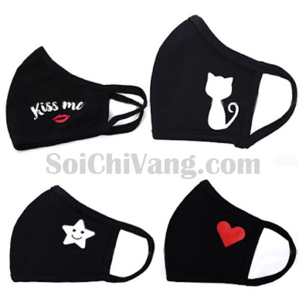 Khẩu Trang Vải In Hình Theo Yêu Cầu Chất Lượng Cao - KTV0004 3 Khẩu Trang In Hình Nhiều Màu Sắc
